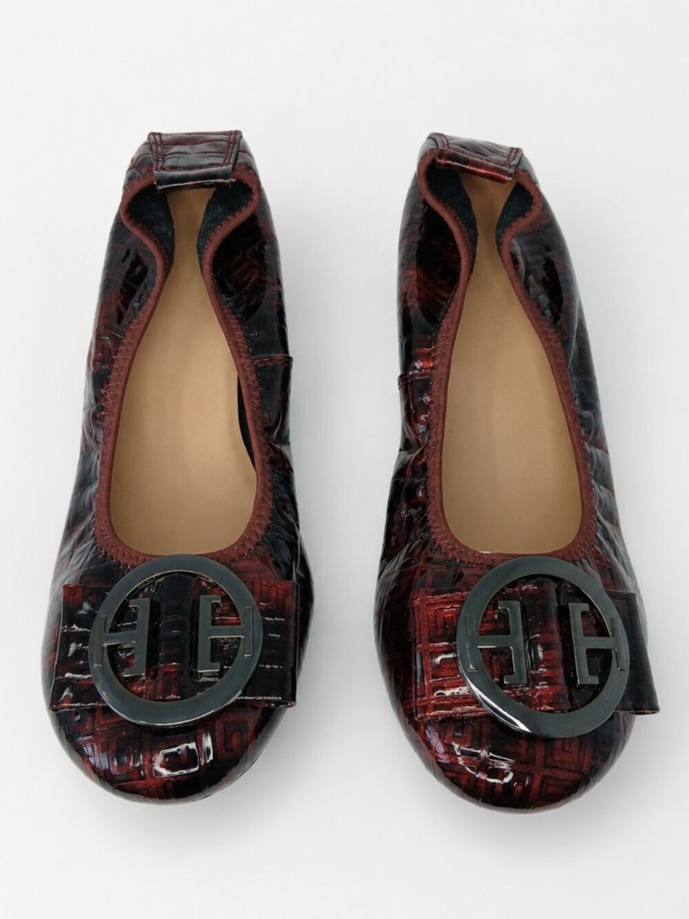 NWOT Marroon Black Patent Finish Ballerina Flats Size 8.5 US 39 EU Office Casual
